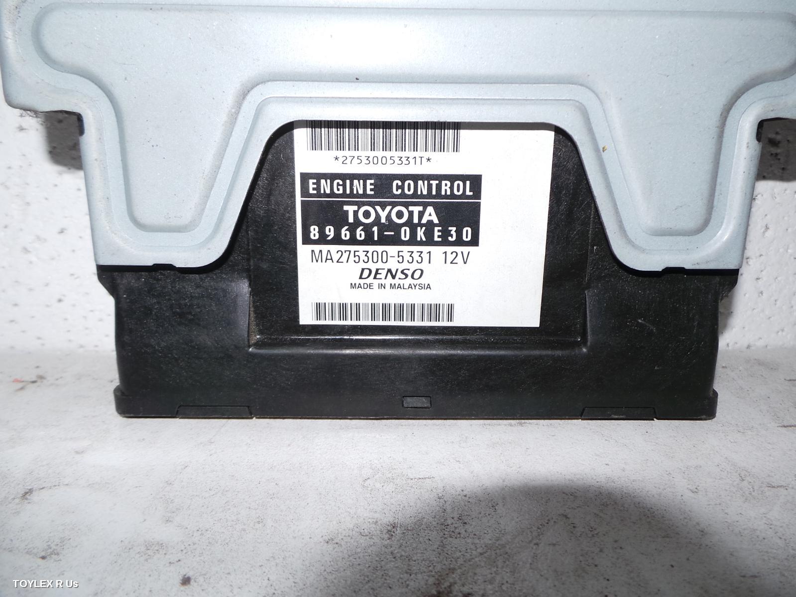 TOYOTA HILUX 2011 Ecu ENGINE ECU, 2.7, 2TR-FE, PETROL, AUTO, 2WD, P/N 896610KE30, SEC SET (ECU/IMM/READER/KEY)