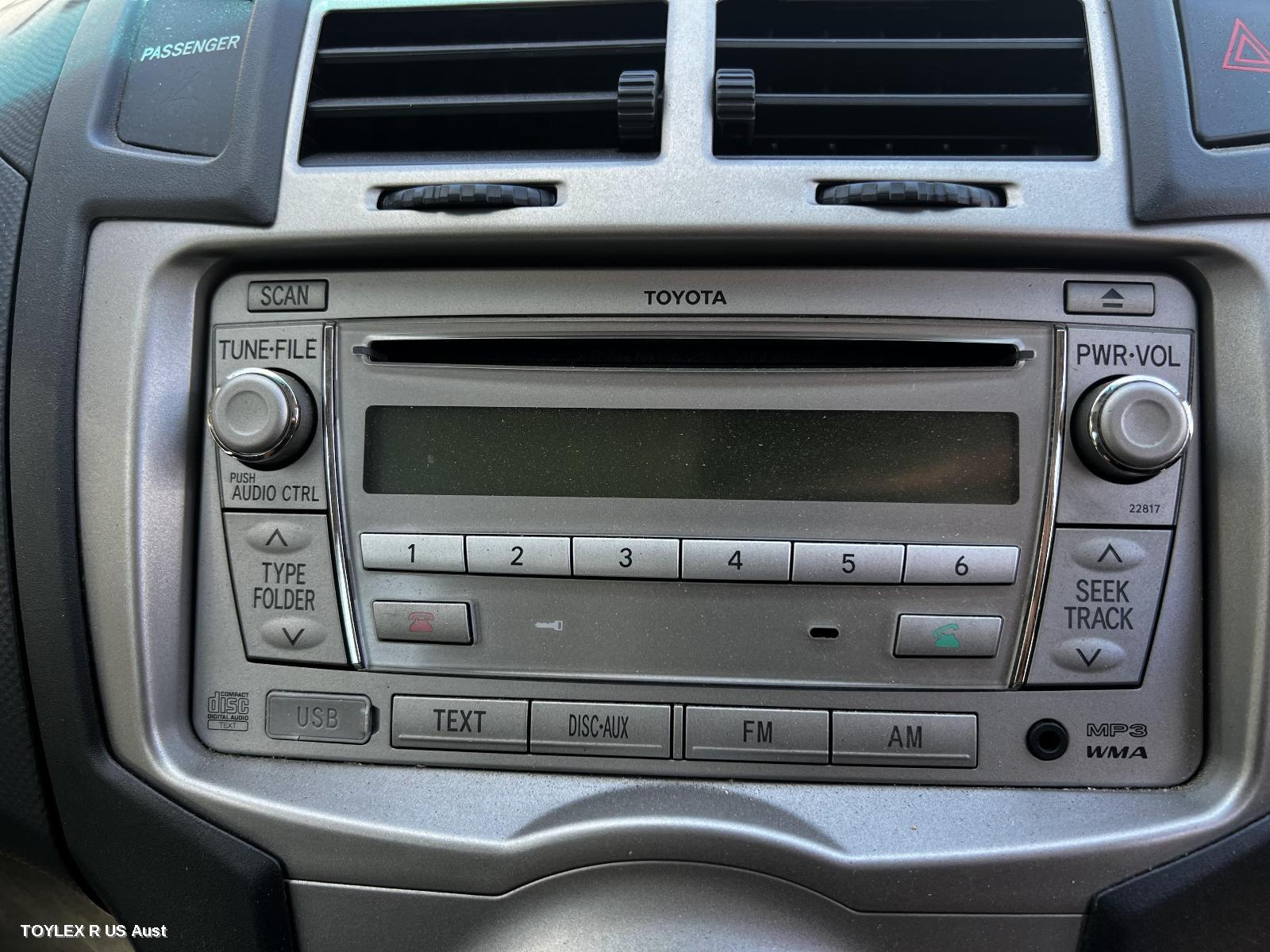 TOYOTA YARIS 2010 Radio/Cd/Dvd/Sat/Tv SINGLE DISC CD PLAYER (P/N ON FACE 22817), NCP9#