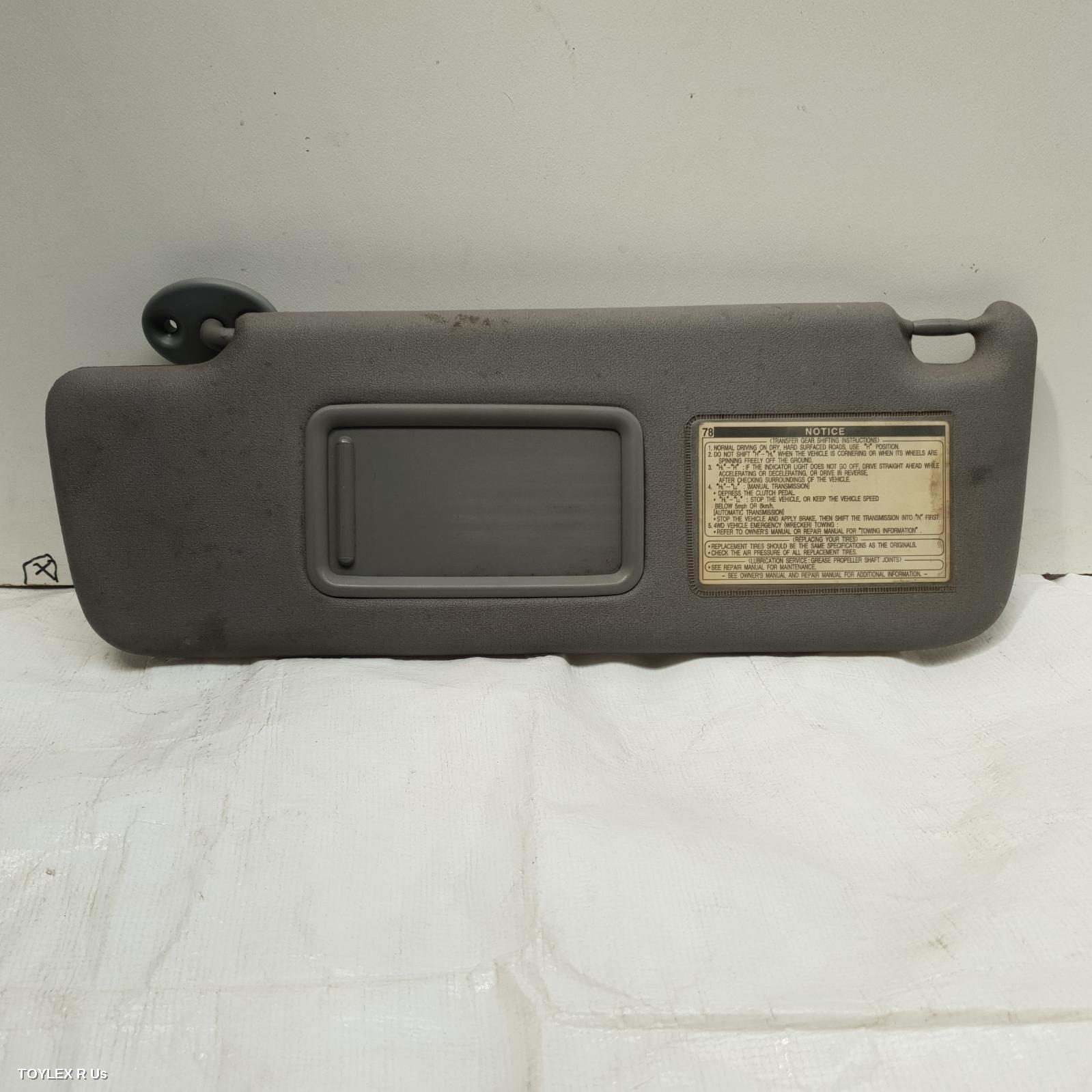 TOYOTA PRADO 2004 Sunvisor 120 SERIES, LH SIDE, GREY, GX/GXL