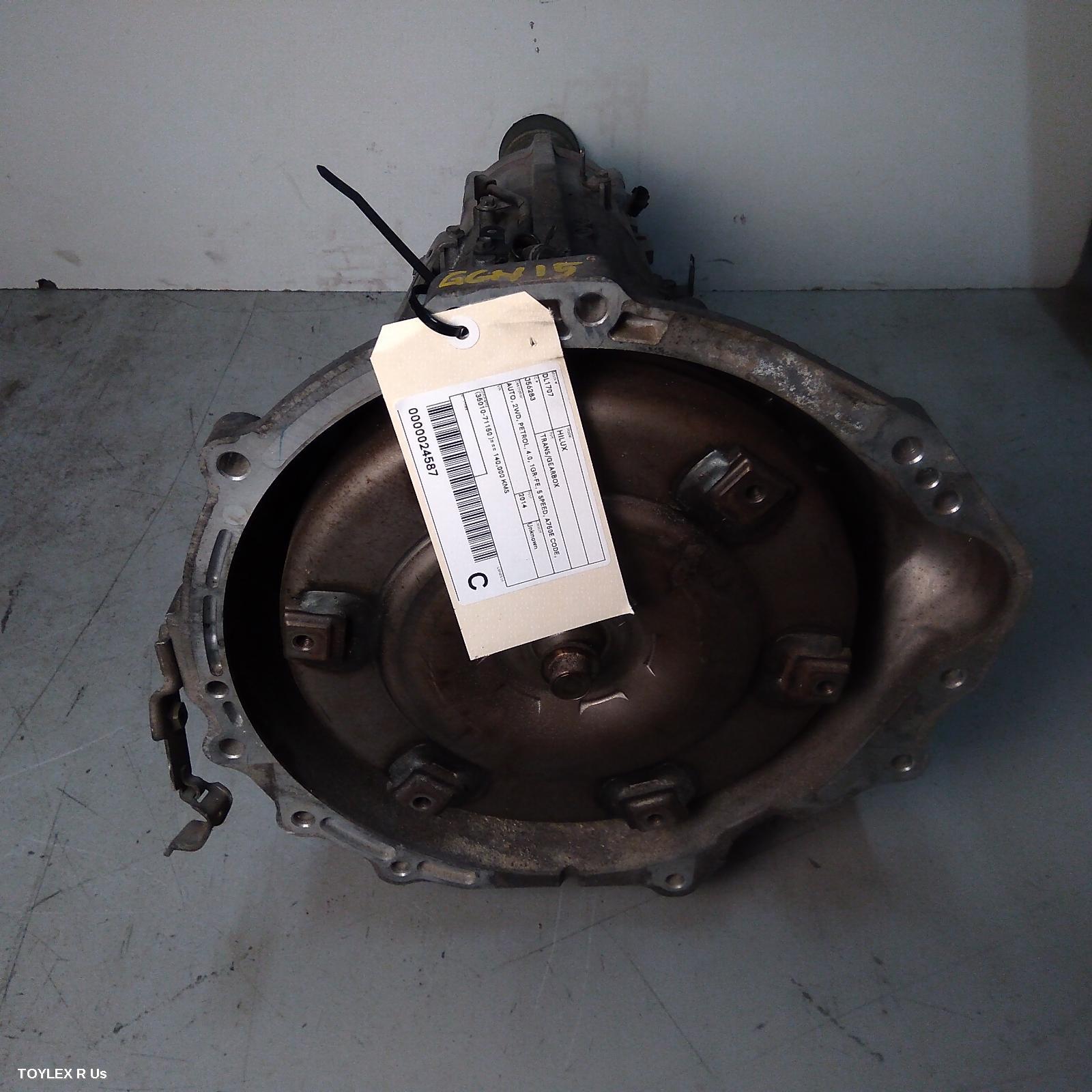 TOYOTA HILUX 2014 Trans/Gearbox AUTO, 2WD, PETROL, 4.0, 1GR-FE, 5 SPEED, A750E CODE