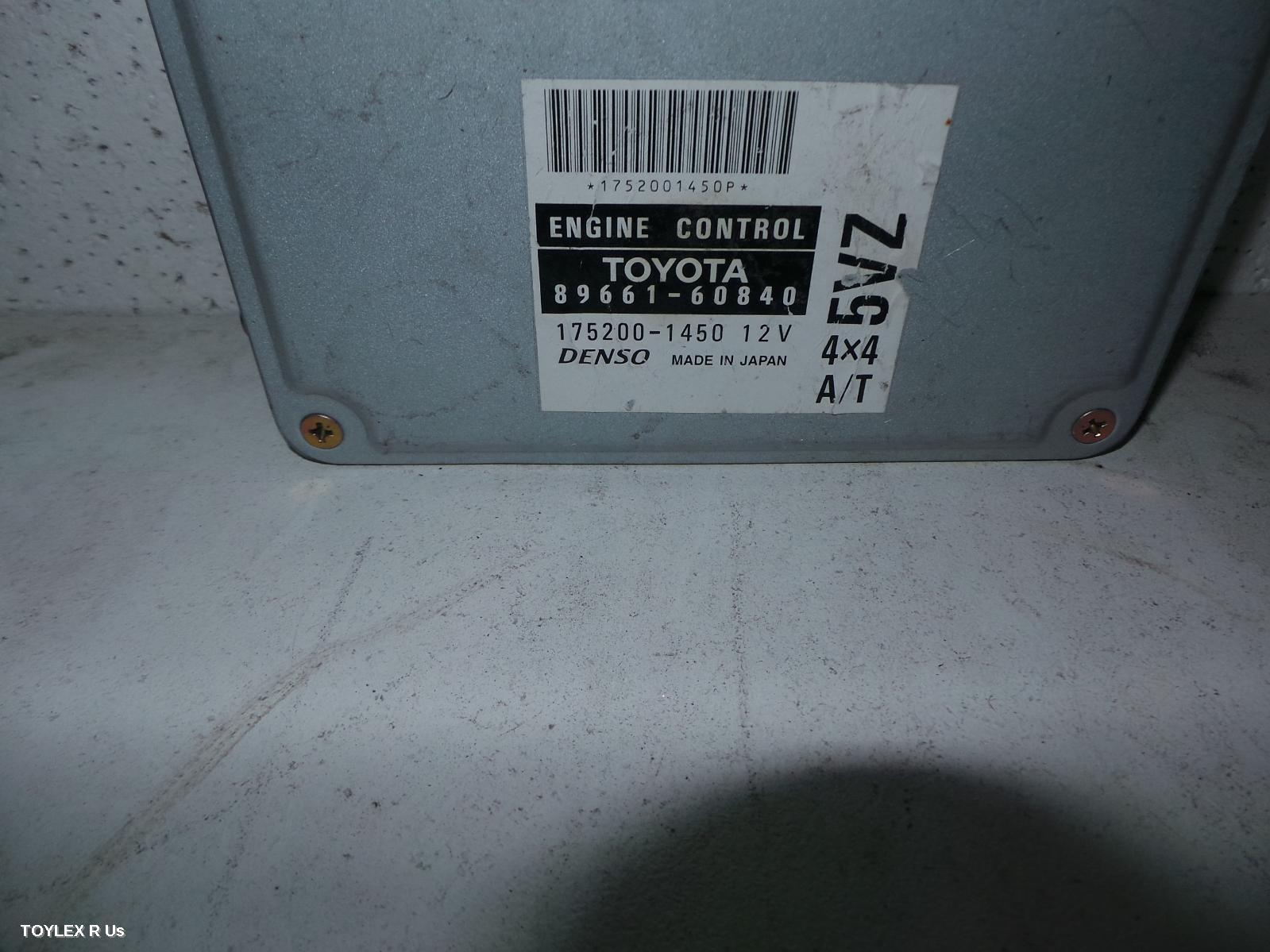 TOYOTA PRADO 1996 Ecu ENGINE ECU, 3.4, 5VZ-FE, PETROL, AUTO, P/N 8966160840, ECU ONLY, 95 SERIES