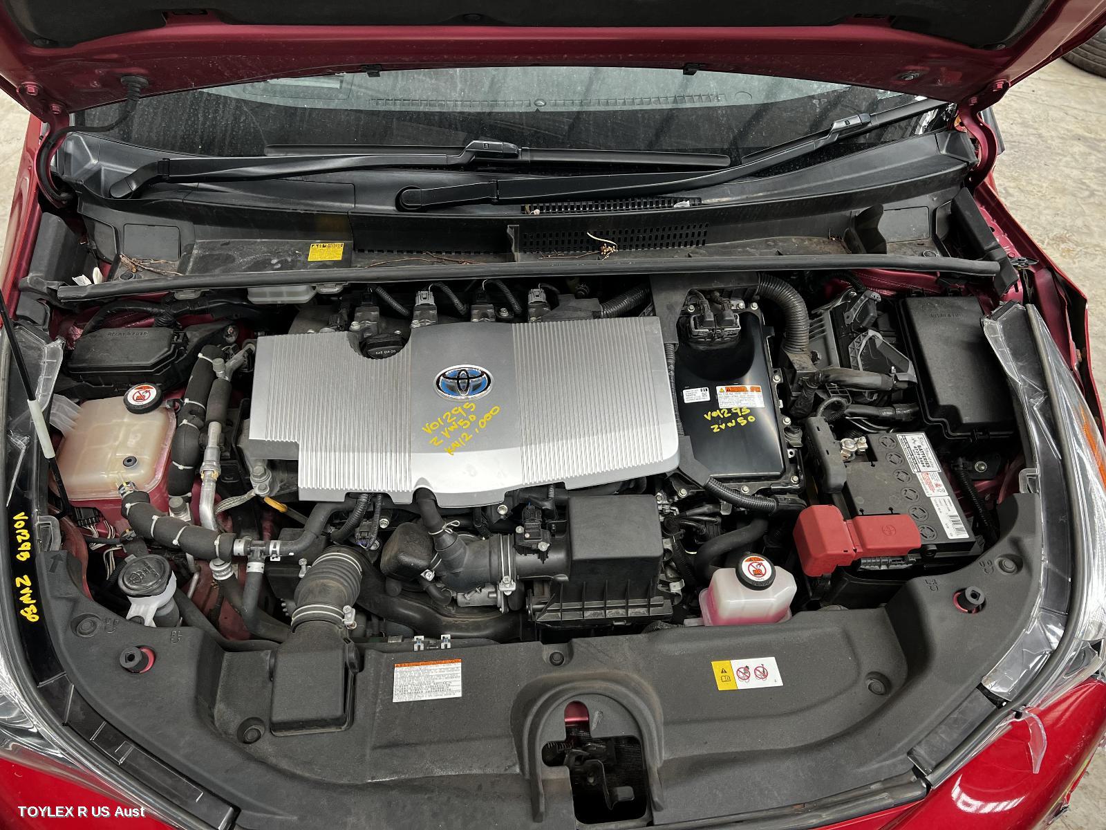TOYOTA PRIUS 2016 Engine ZVW50R, PETROL, 1.8, 2ZR-FXE, HYBRID