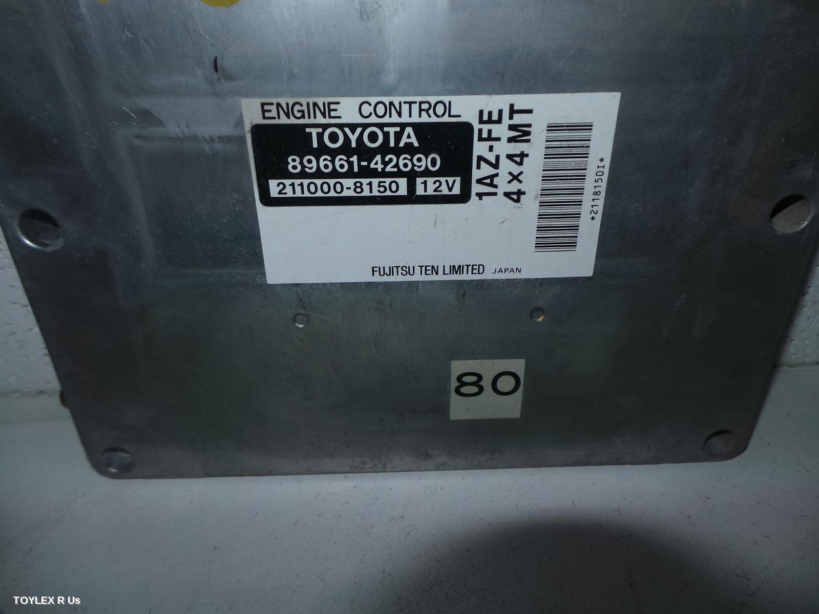 TOYOTA RAV4 2000 Ecu ENGINE ECU, 2.0, 1AZ-FE, MANUAL T/M, P/N 89661-42690, ECU ONLY, ACA2#R, 07/00-10/03 (AUS ONLY)