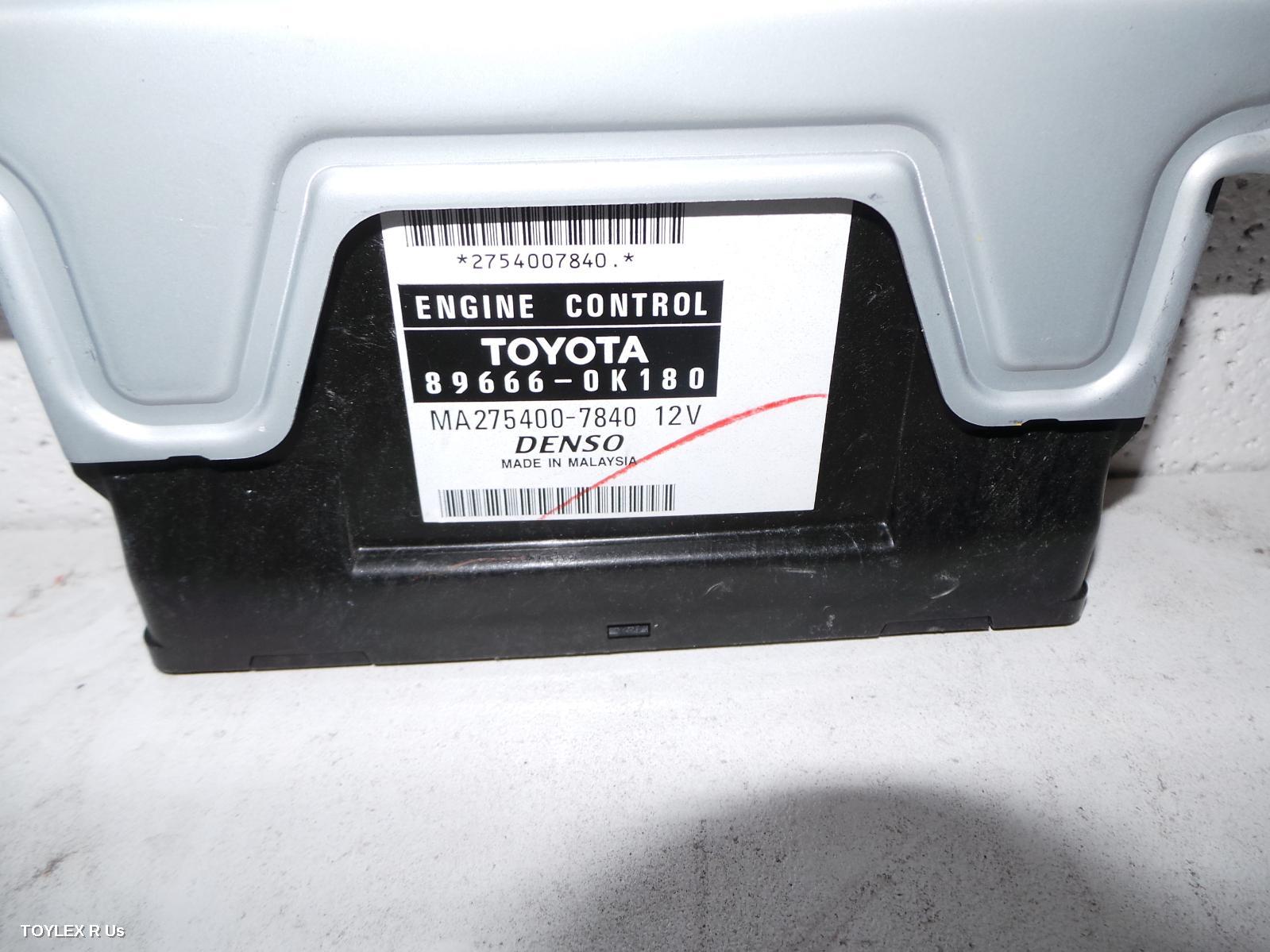 TOYOTA HILUX 2011 Ecu ENGINE ECU, 2.7, 2TR-FE, PETROL, AUTO, 2WD, P/N 896660K180, SEC SET (ECU/IMM/READER/KEY)