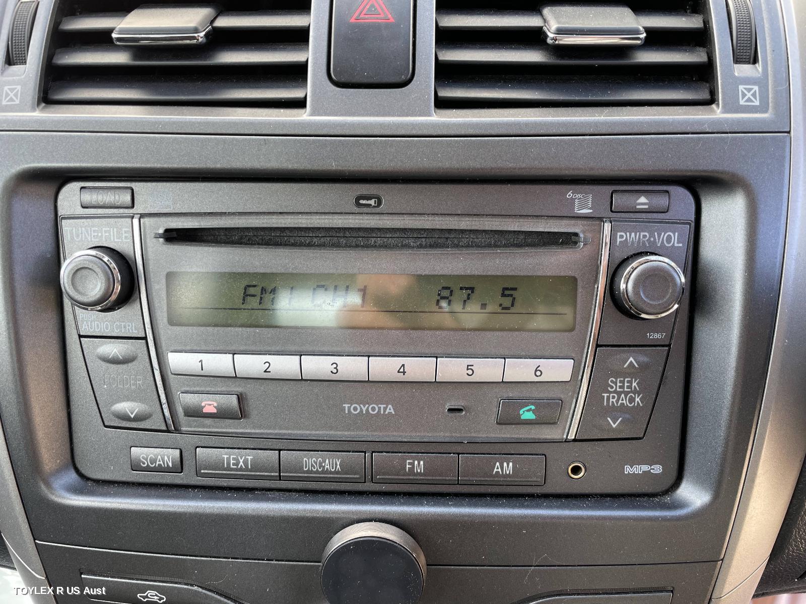 TOYOTA COROLLA 2008 Radio/Cd/Dvd/Sat/Tv RADIO/CD PLAYER, ZRE152/153R, CHROME BUTTON