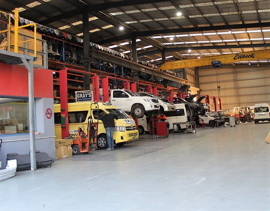 The mechanical workshop very busy at TOYLEX R Us Sunshine West